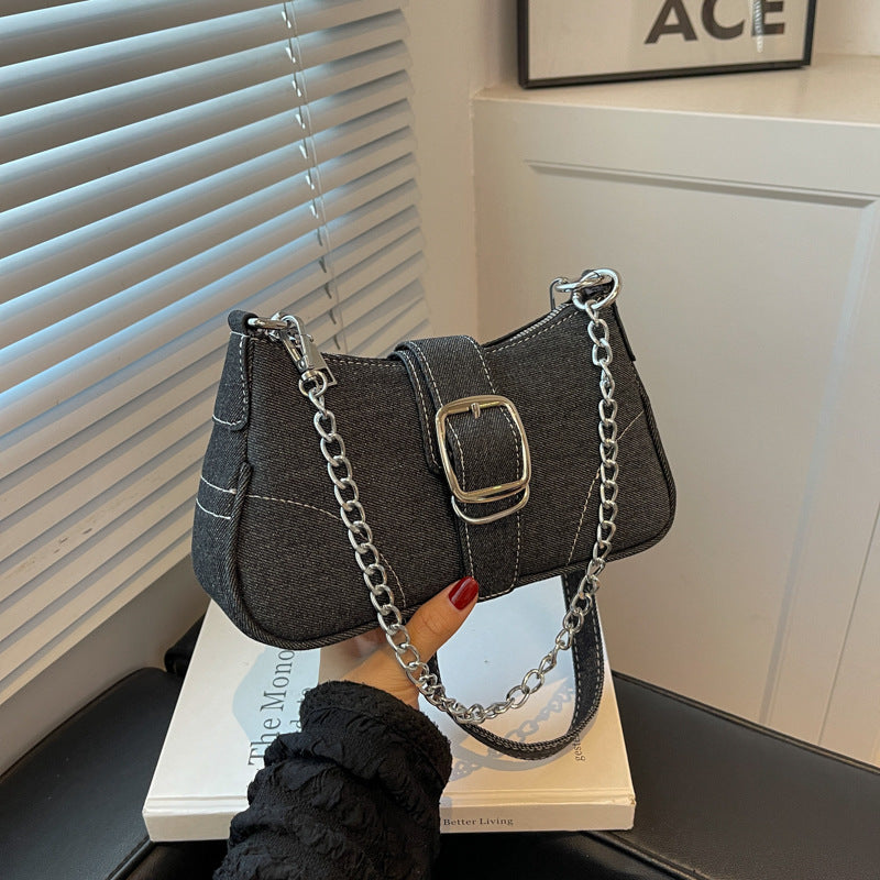 Denim Shoulder Bags Women's Fashion Chains Handbag Crossbody Bags Small Square Armpit Bag - MentorG Store