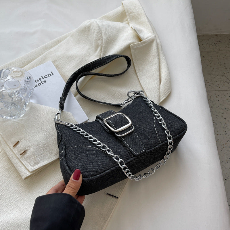 Denim Shoulder Bags Women's Fashion Chains Handbag Crossbody Bags Small Square Armpit Bag - MentorG Store
