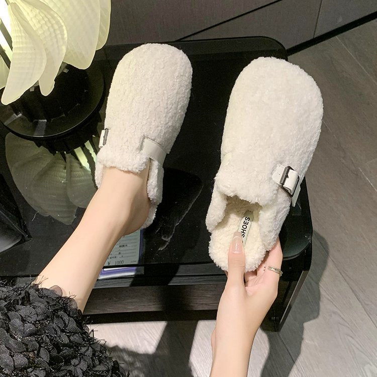 Women's Fashion Flat Bottom Slip-on Closed Toe Half Slippers