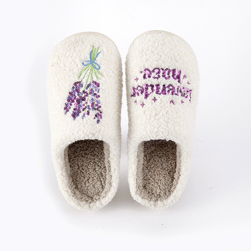 Home Lavender Warm Winter Cotton Slippers