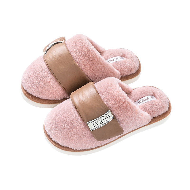 Hook Furry Slippers For Women Autumn And Winter Indoor Home Slipper Plus Velvet Warm Couple Bedroom Cotton Shoes