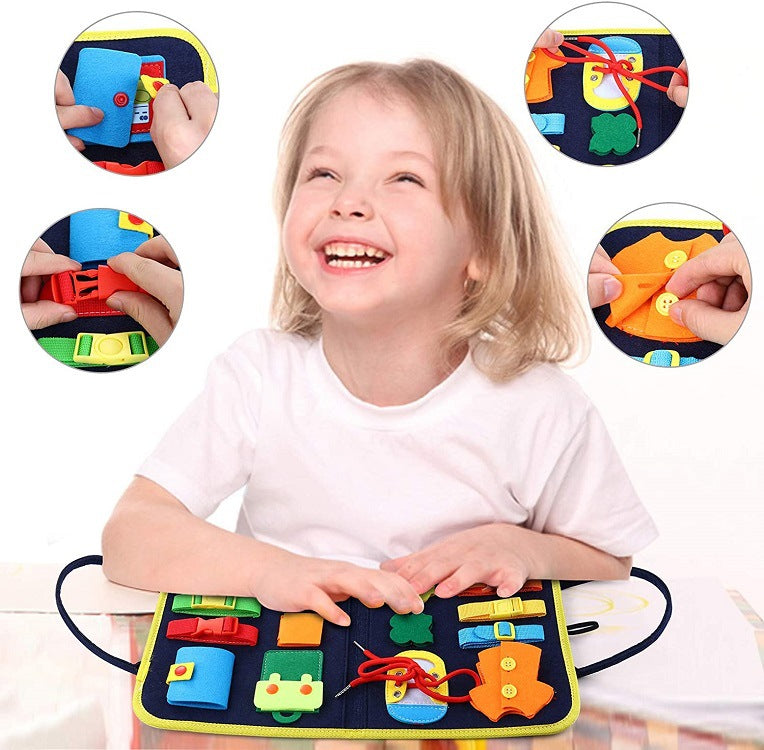 New Busy Book Children's Busy Board Dressing And Buttoning Learning Baby Early Education Preschool Sensory Learning Toy - MentorG Store