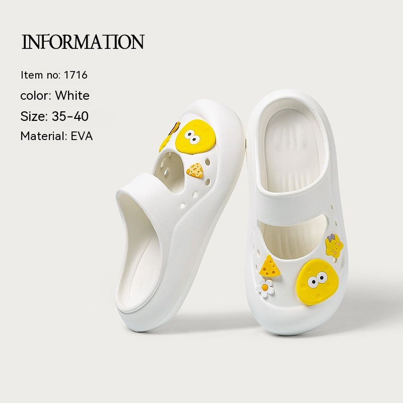 Cute Hole Shoes Women's Outer Wear Closed Toe